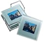 Global Decor Photo Frame Glass Coasters in Chrome Stand, Set of 4