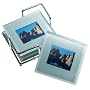 Global Decor Photo Frame Glass Coasters in Chrome Stand, Set of 4