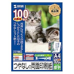 【クリックで詳細表示】SANWA SUPPLY インクジェット用両面印刷紙・厚手(大容量) JP-RV100AG