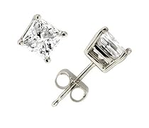 14k White Gold Princess Cut Diamond Solitaire Earrings (1/2ctw, I-J, I1)