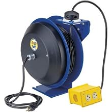 Coxreels EZ-Coil Safety Series Power Cord Reel with Single Receptacle - 50 Ft., Model# EZ-PC13-5012-A