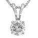 10k White Gold Round Diamond Solitaire Pendant (1/6 cttw, I-J Color, I2-I3 Clarity), 18"