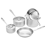 All-Clad 7100-7 Master Chef 2 Tri-Ply Bonded Dishwasher Safe 8-Piece Cookware Set, Silver
