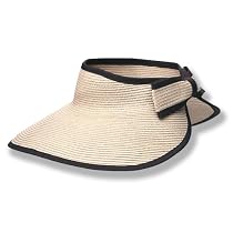 San Diego Hat Company UPF 50+ Roll-up Wide Brim Sun Visor with Bow