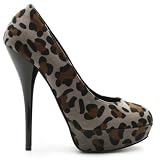 Ollio Women's Platform Stiletto Classic High Heel Faux Suede Leopard Pump Shoes