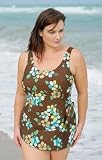 Autumn Floral Plus Size Sarong Front Swimsuit - Plus Size Swimwear Plus Size Swimsuit
