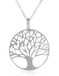 Sterling Silver Tree of Life Disk Chain Pendant Necklace, 18"