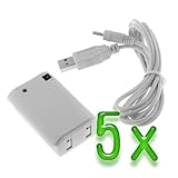 GTMax 5x Rechargeable Battery Pack with USB Cable for Microsoft XBox 360