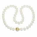 14k Yellow Gold Saltwater Cultured Akoya Pearl AA Grade 7.5-8mm Necklace, 16"
