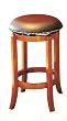 24"h Neilhead Black Vinyl Swivel Barstool In Cherry Solid Wood Finish
