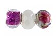 Pandora Style Charm Bead Set (Z254) Glass and Faceted Glass (Fits Troll too) ~ Fuchsia Glitter, Milk White Iridescent and Pink Flower China Teacup