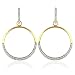 14K Yellow Gold Diamond Circle Drop Earrings