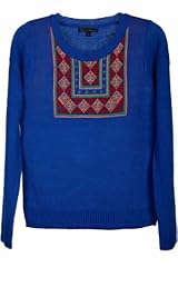 Lucca Couture Long Sleeve Crew Neck Electric Blue