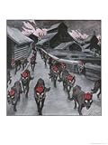 The Red Guard, the Communists Depicted as a Pack of Wolves Ravening with Glowing Eyes Art Giclee Poster Print by Carl O. Petersen, 18x24
