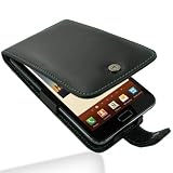 PDair Leather Case for Samsung Galaxy Note GT-N7000 - Flip Type (Black/Green Stitchings)