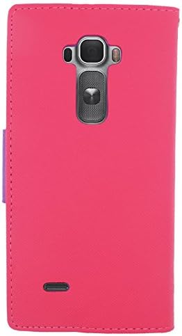 Premium Wallet Solid Dual Color Stand Protector Cover Phone Case For LG G Flex 2 + FREE PRIMO DESIGN CARTOON FOLDABLE TOTE BAG (PINK / PURPLE)