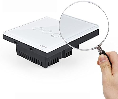 BoxLink@ CE Remote Control Touch Switch White color Three-way Wall Light Touch Switch with Crystal Glass Panel. For Smart home system, Home automation system with BoxLink Thinker and S3, BroadLink rm-Pro universal remote control.