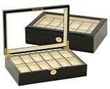 Luxurious Black Color Wooden 12 Watch Box Improved Larger Compartments.
