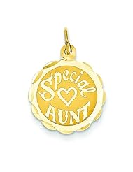 14K Yellow Gold Special Aunt Heart Disc Charm Jewelry