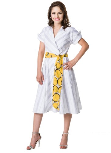 SMART DRESS Retro Women's Cruise with Style Dinner Fit and Flare Dress-12-White SMART DRESS Retro Women's Cruise with Style Dinner Fit and Flare Dress-12-White