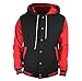 U World Men's Cotton Hoodie Varsity Baseball Jacket Red