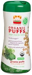 HAPPYBABY Organic Puffs, Greens Puffs, 2.1-Ounce Containers (Pack of 6)
