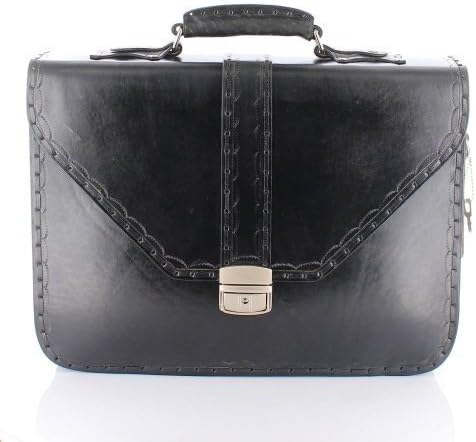 14.2" Briefcase Mens Handmade Leather Workbag Messenger Macbook Laptop Bag for Businessman Black Elegant and Useful