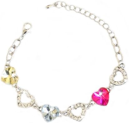 Yellow Pink Heart Gems Trendy Bracelet Swarovski Element Austria Crystal FREE Organza Bag by Small Goby