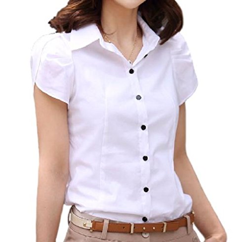 kazan 半袖 ブラウス スリム タイプ チューリップ袖 S ~ XL 大きい サイズ も