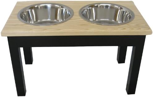 Classic Pet Beds 2-Bowl Traditional Style Ash Pet Diner, Large, Espresso/Natural