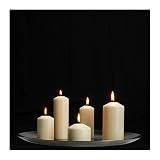 Church Wedding White Block Pillar candles Round set of 5 (Burn Time From 45 to 15 Hours & Hight from 17 to 8cm)