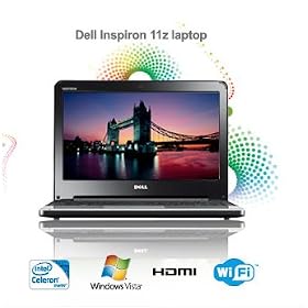 Dell Inspiron 11z 9995 Low Voltage Laptop 11'6 HD Screen 250GB HDD Intel Celeron 1.3GHz CPU Windows Vista Wi-Fi 2GB DDR2 RAM Memory