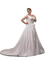 Plus Size A-line V-neck Floor Length Satin Natural   Waistline Lace  Dress with a Chapel Train 