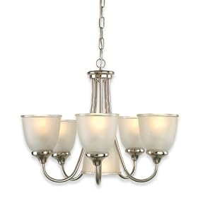 Royce Lighting 39243BLE-773 Easton Six-Light Chandelier Two Tone Nickel with Clear Edge Sandblasted Globes
