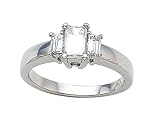 0.95 cttw Genuine Emerald Cut Diamonds Engagement Ring - Platinum LIFETIME WARRANTY