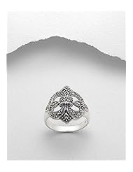 Fleur de lis Marcasite Ring In 92.5 Sterling Silver