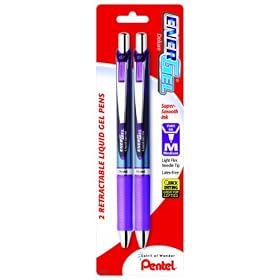 Pentel EnerGel  Deluxe RTX Retractable Liquid Gel Pen, 0.7mm, Needle Tip, Violet Ink, 2 Pack (BLN77BP2V)