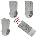 3 x Funksteckdose Funksteckdosen Funk Schalter + 1 Fernbedienung Set - edel Design alu / silber