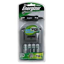 Energizer e2 Charger for AA & AAA Rechargeable Batteries with Car and Home Adapter & 4 AA Batteries
