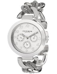 Akribos XXIV Womens AK564SS Multi-Function Mesh Link Bracelet Watch