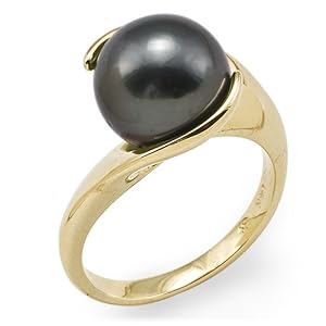 Tahitian Black Pearl Ring in 14K Yellow Gold by