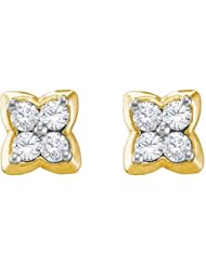 14KT Yellow Gold 0.28 CTW Diamond Flower Earrings