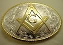 MASONIC  STERLING SILVER/GOLD PLATED BELT BUCKLE