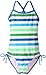 Kanu Surf Girls' Layla Beach Sport Banded 1 Piece Swimsuit, Sassy Blue Stripe, 10