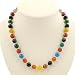 EXP Handmade Round Rainbow Agate & Silver Bead Necklace