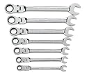 KD 9900 Gear Wrench 7 Piece 10-Millimeter to 19-Millimeter Flex Ratcheting Box End and Open End Combination Wrench Set