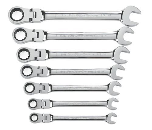 Gear Wrench 9900 7-Piece 10-Millimeter to 19-Millimeter Flex Ratcheting Box End and Open End Combination Wrench Set