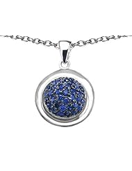 Original Star K (tm) Round Puffed Pendant with Created Sapphire in 925 Sterling Silver