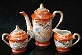 Japanese Moriage Oriental Red Dragonware Tea Set
