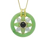 41J8YOqJeLL. SL160  Gold Overlay Sterling Silver Green and Lavender Jade and Black Onyx Pendant on Chain, 18